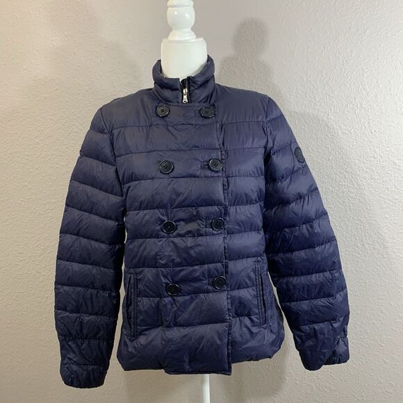Lauren Ralph Lauren Women's Petite‎ Blue Down Quilted Puffer Full Zip Jacket Lp - Picture 1 of 13